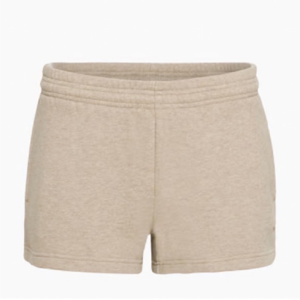 TNA Lo-Rise Cozy Fleece Boyfriend Fit Shorts in Taupe